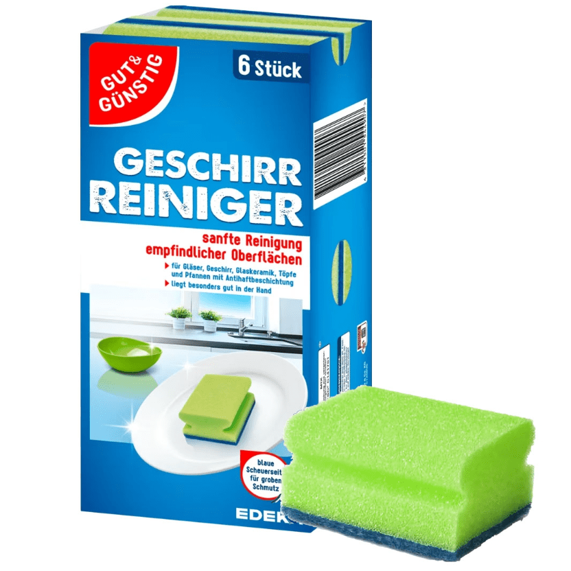 GG Gąbki do Zmywania Czyścik Naczyń Gruba Wygodna 6szt